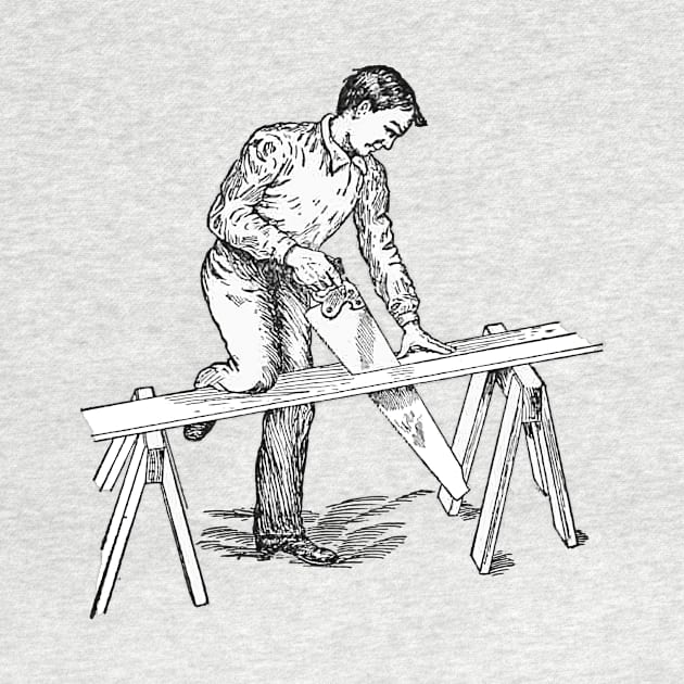 Sawing bench - vintage book illustration from The children's library of work and play by Edwin W. Foster 1911 by One Eyed Cat Design